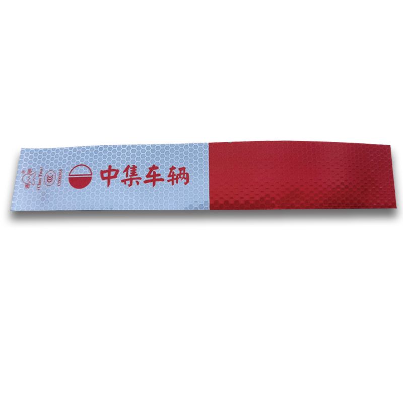 Red and white reflective sticker with CIMC lable